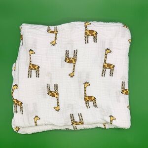 Aden + Anais Giraffe Muslin Baby Blanket Cotton White Yellow Swaddle 47" x 47"